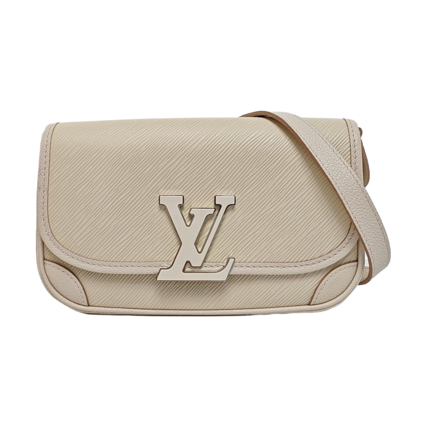 LOUIS VUITTON BUCI White EPI Calfskin Water Ripple Pattern Single Shoulder Bag Handbag Silver Hardware Removable Shoulder Strap Complete Accessories-(SKU)-970011004
