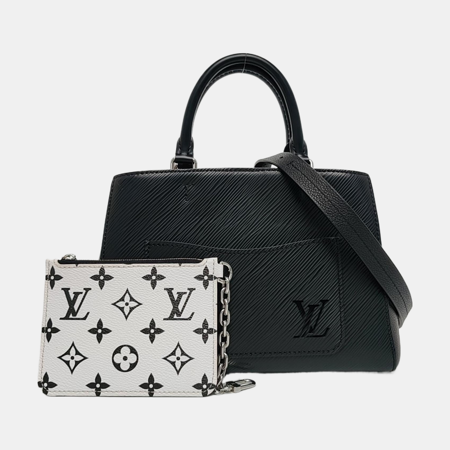 LOUIS VUITTON MARELLE TOTE Black EPI Leather Water Ripple Shoulder Bag Tote Bag Crossbody Bag Adjustable Strap Silver Hardware Pockets Removable Strap-(SKU)-970442017