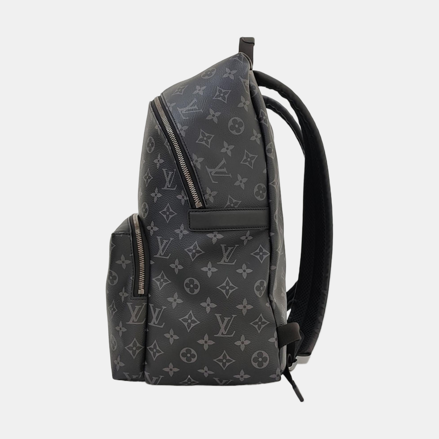 LOUIS VUITTON DISCOVERY Dark Gray Coated Canvas Monogram Print Backpack Tote Bag Silver Hardware-(SKU)-970206573
