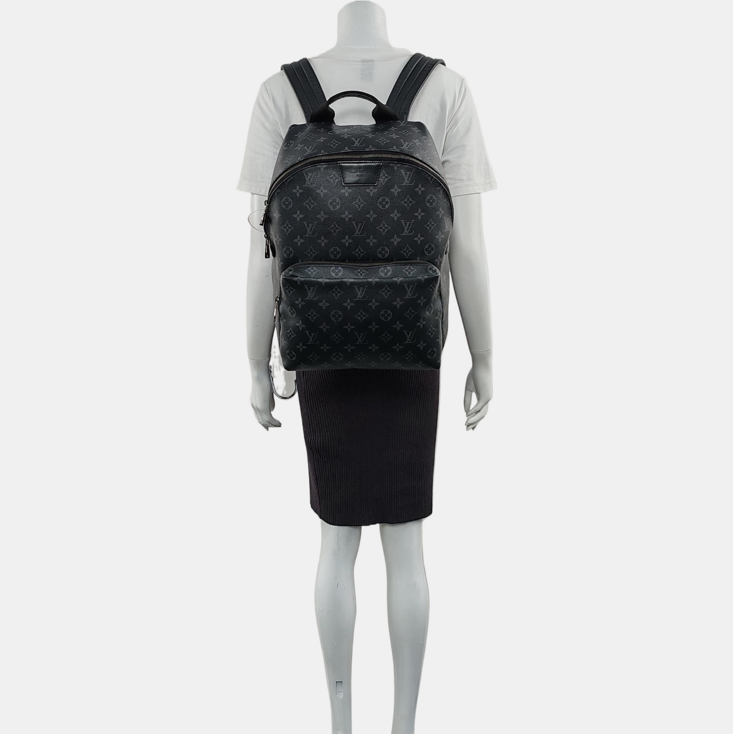 LOUIS VUITTON DISCOVERY Deep Grey Coated Canvas Monogram Printed Backpack, Tote Bag with Silver Hardware-(SKU)-970320410