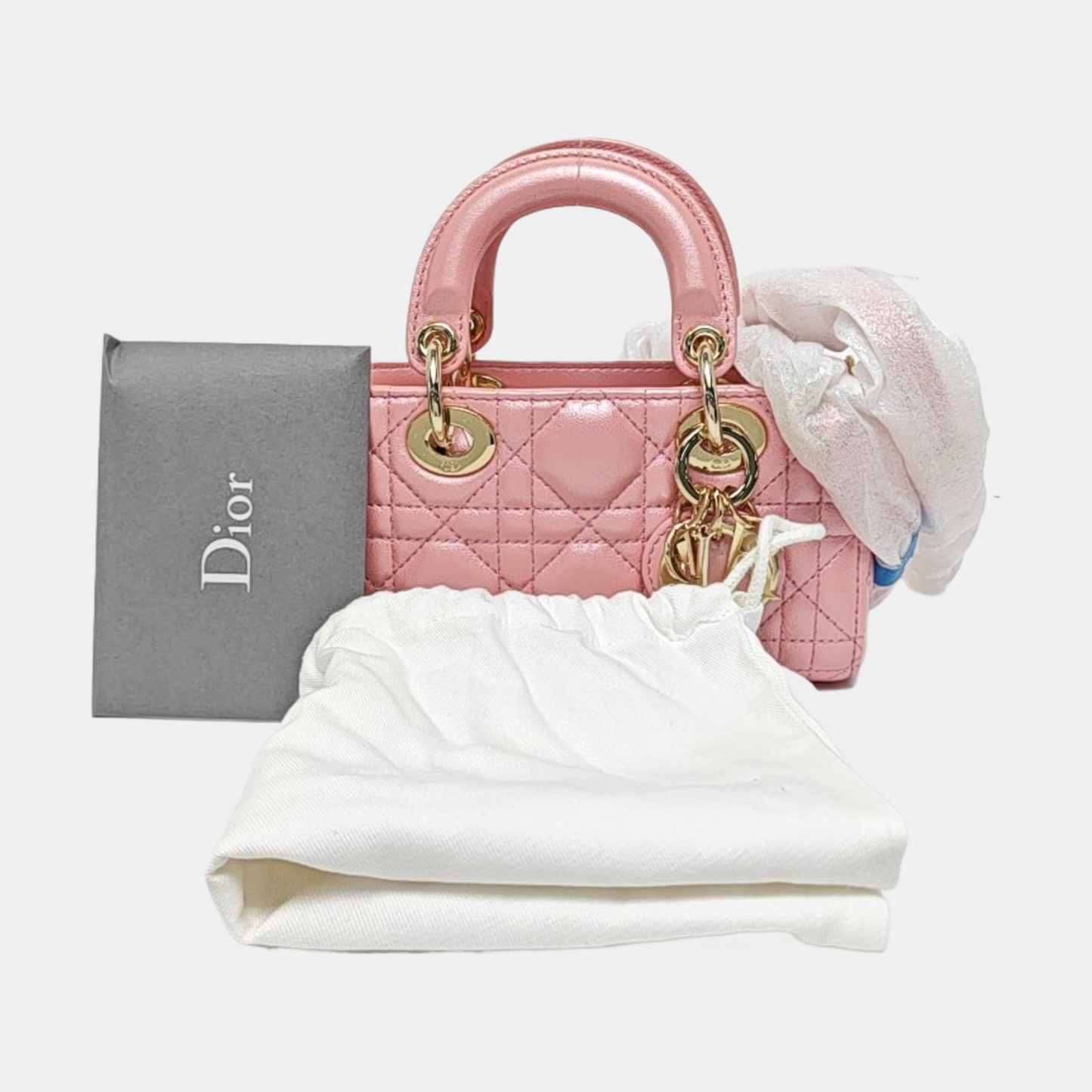 DIOR Lady D-Joy Super Mini Pink Lamb Skin Quilted Matelasse Cannage Bag with Detachable Strap-(SKU)-970314459