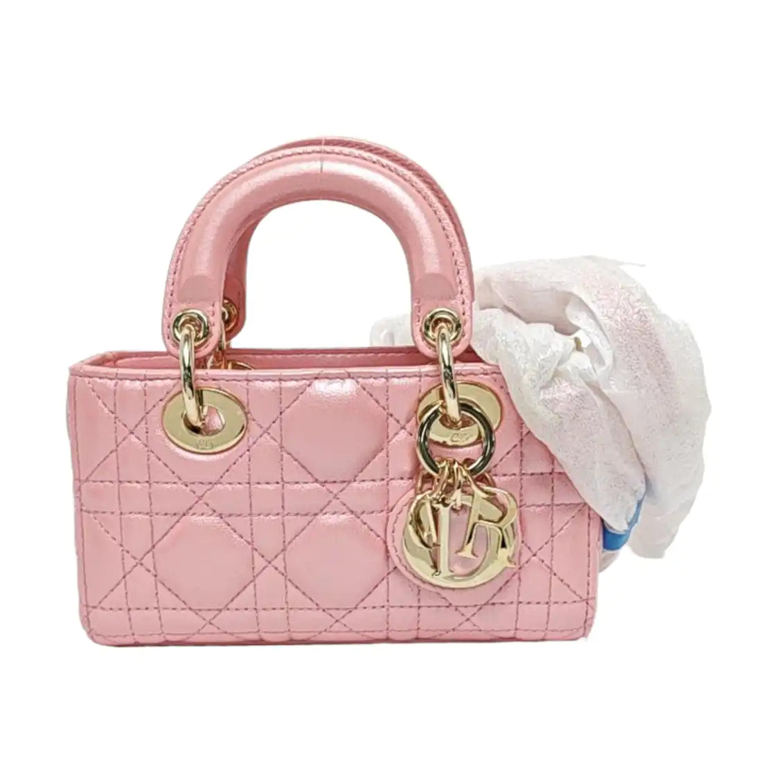 DIOR Lady D-Joy Super Mini Pink Lamb Skin Quilted Matelasse Cannage Bag with Detachable Strap-(SKU)-970314459