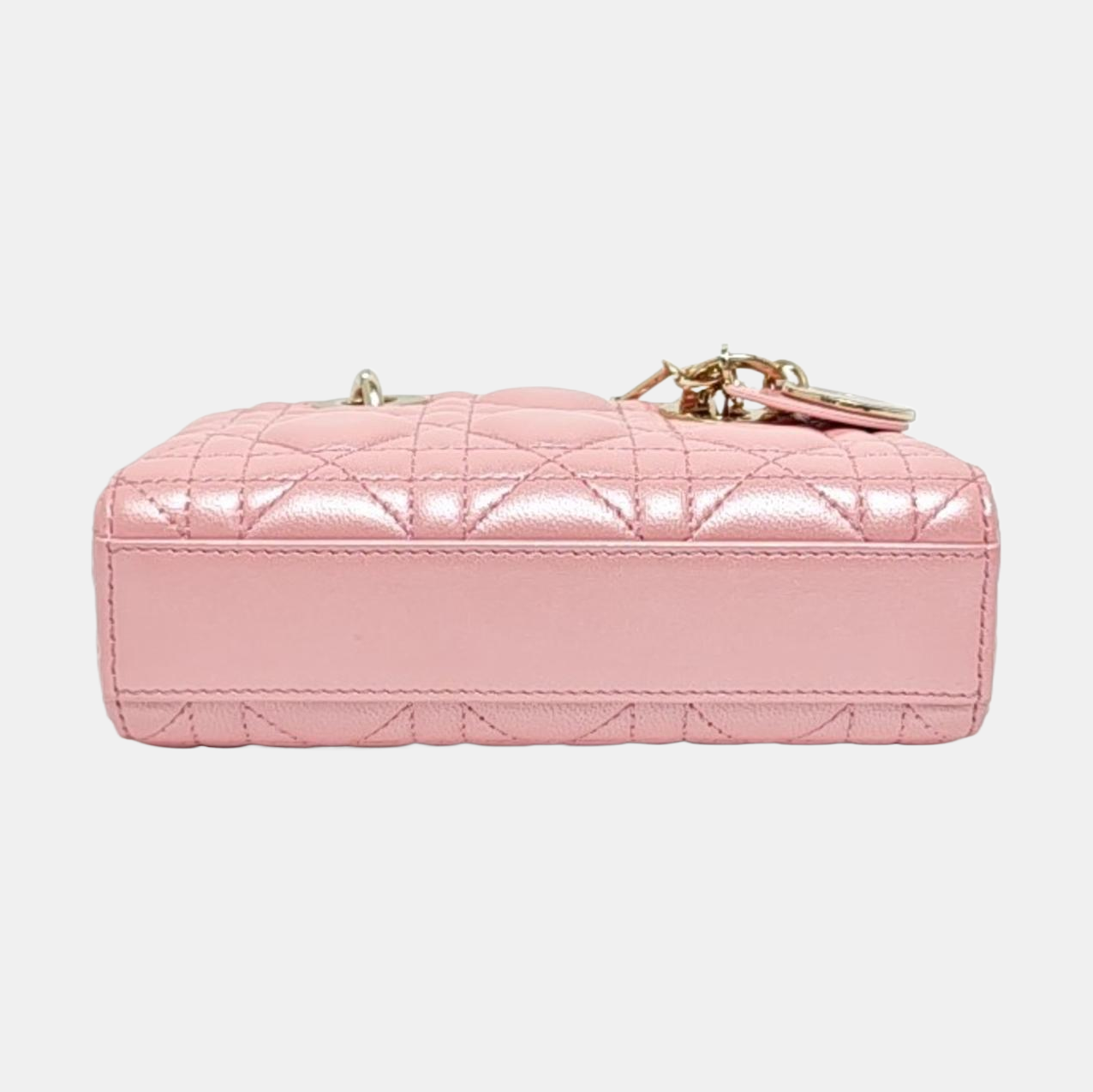 DIOR Lady D-Joy Super Mini Pink Lamb Skin Quilted Matelasse Cannage Bag with Detachable Strap-(SKU)-970314459