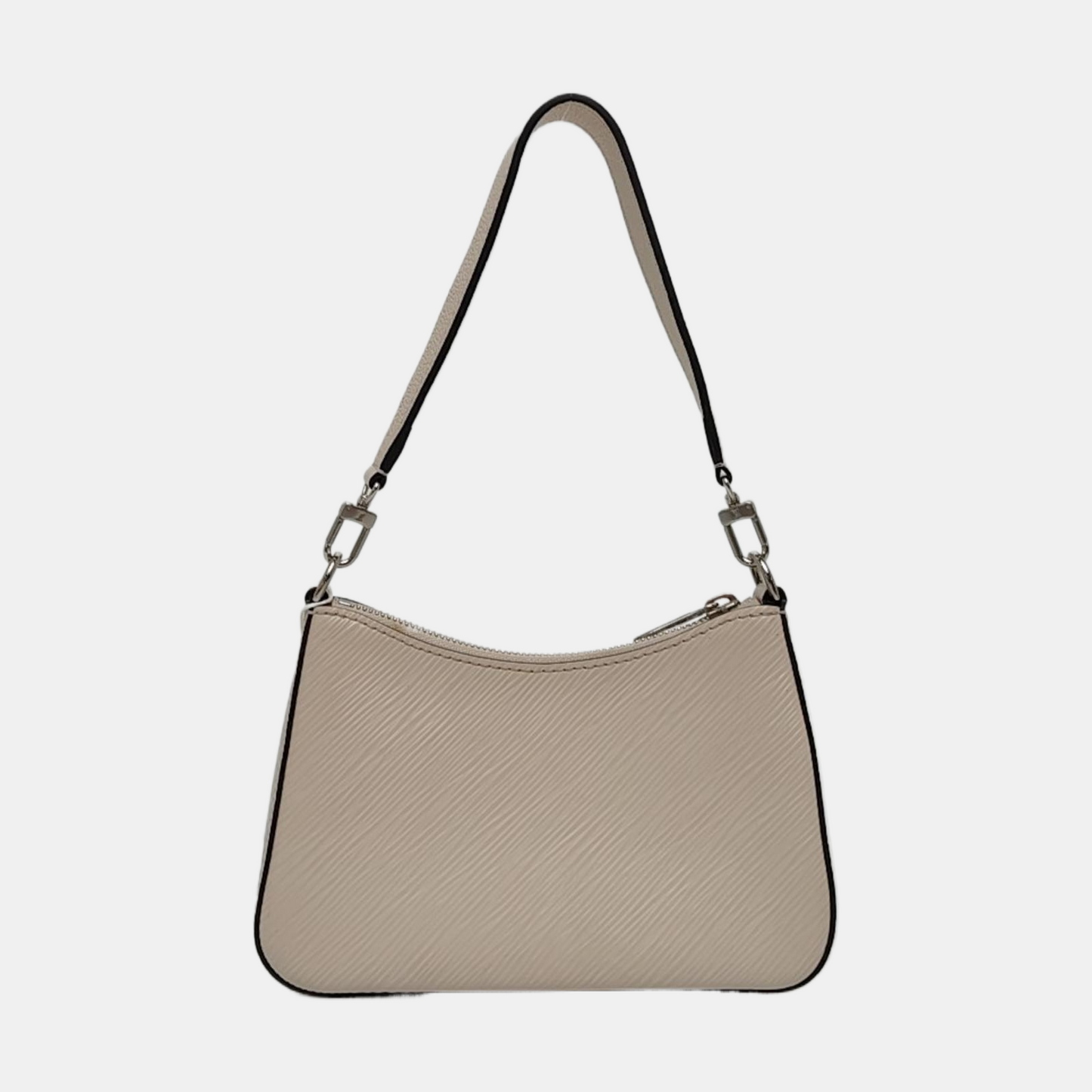 LOUIS VUITTON MARELLE White EPI Calfskin Water Ripple Shoulder Bag with Silver Hardware, 2 Pouches and Detachable Strap-(SKU)-970597498
