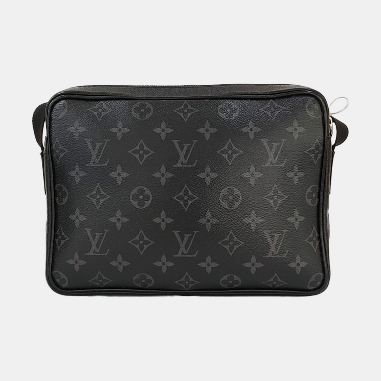 LOUIS VUITTON OUTDOOR Small Black Leather Monogram Messenger Bag Shoulder Bag Crossbody Bag Silver Hardware-(SKU)-970352142