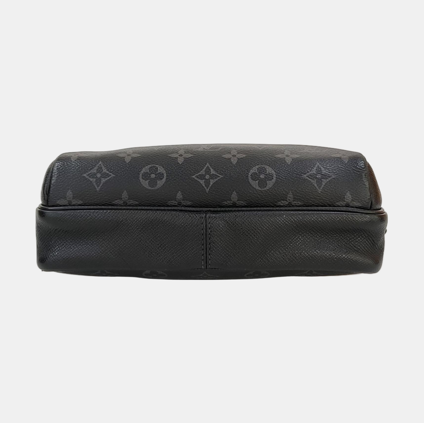LOUIS VUITTON OUTDOOR Small Black Leather Monogram Messenger Bag Shoulder Bag Crossbody Bag Silver Hardware-(SKU)-970352142