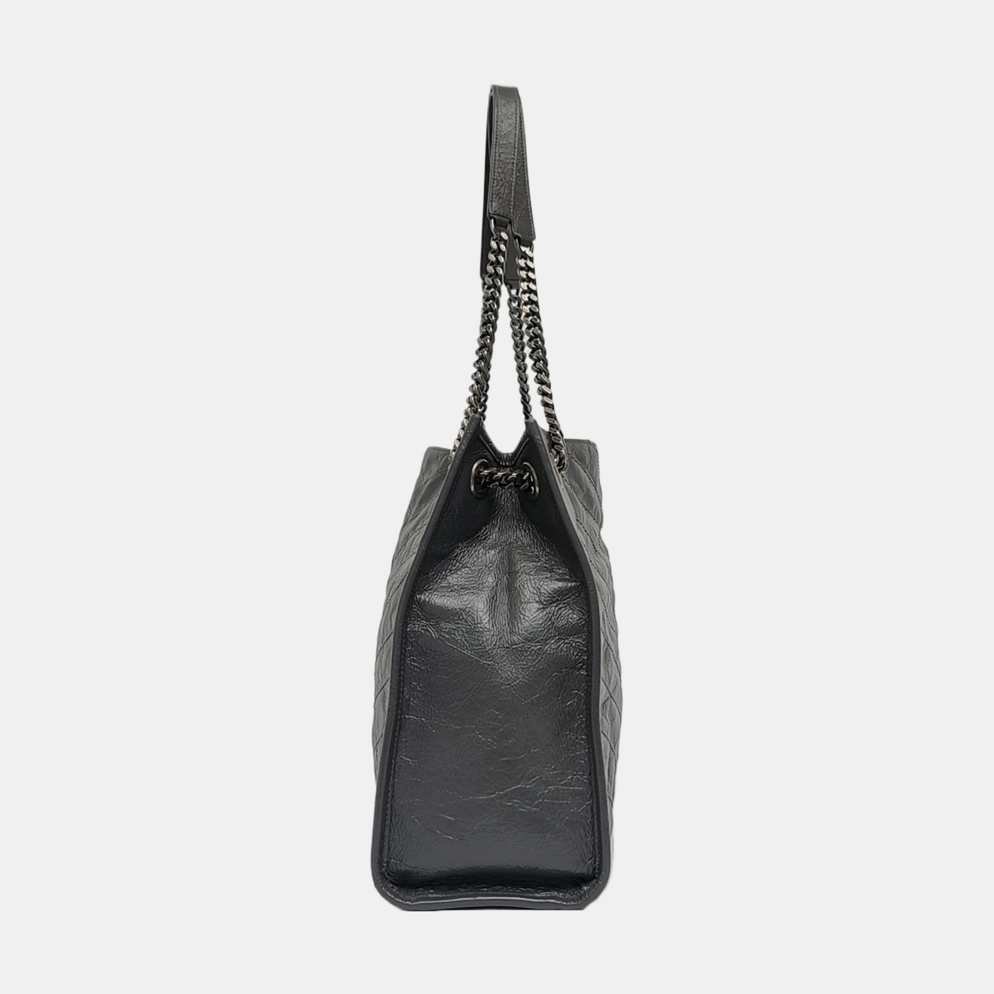 YSL NIKI Medium Size Dark Grey CalfskinSingle Shoulder Bag Tote with Palladium Hardware-(SKU)-970510636