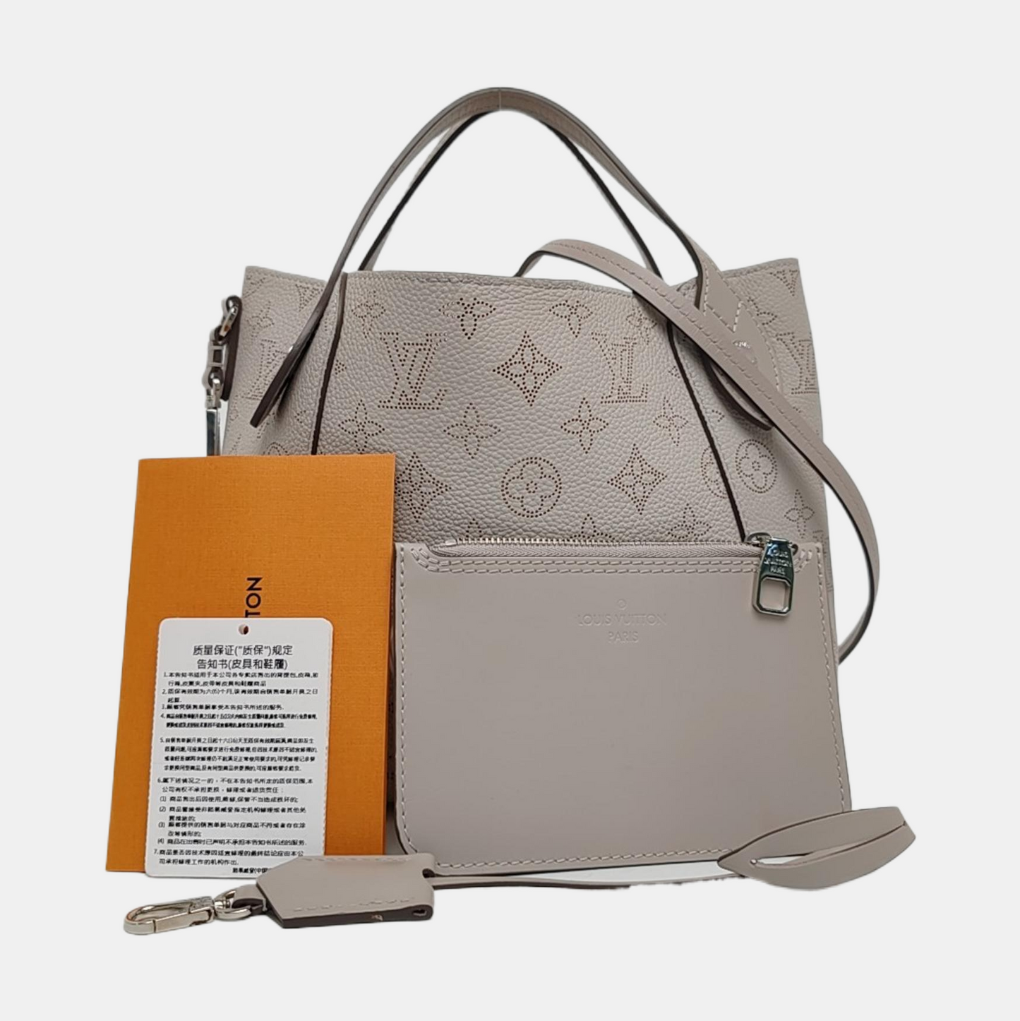 LOUIS VUITTON HINA Small Grey Calfskin Monogram Vernis Crossbody Bag Shoulder Bag Handbag Removable Strap Silver Hardware Pockets-(SKU)-970320254