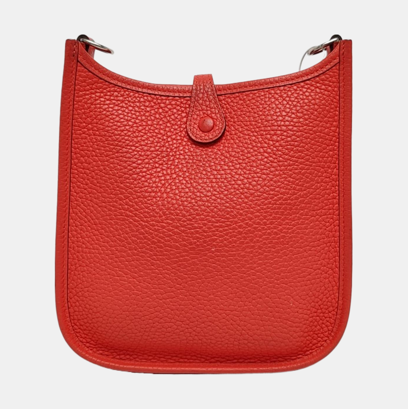 HERMÈS Evelyne TPM Vermilion Clemence Leather Cutout Evelyne Crossbody Shoulder Bag with Removable Strap Gold Hardware C-(SKU)-968761133