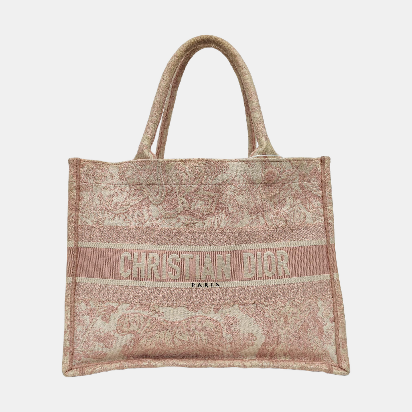 DIOR Book Tote Medium Pink Canvas Embroidered Handbag-(SKU)-970739916