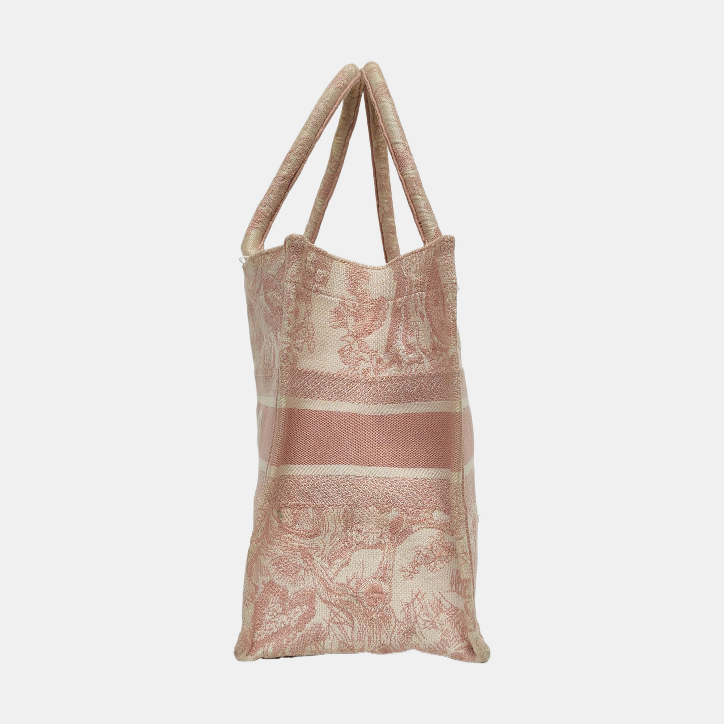 DIOR Book Tote Medium Pink Canvas Embroidered Handbag-(SKU)-970739916