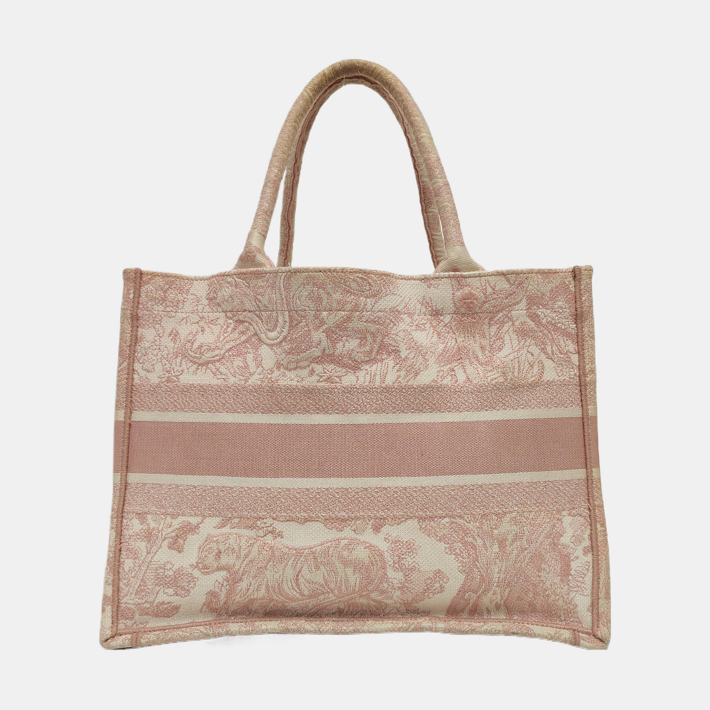 DIOR Book Tote Medium Pink Canvas Embroidered Handbag-(SKU)-970739916