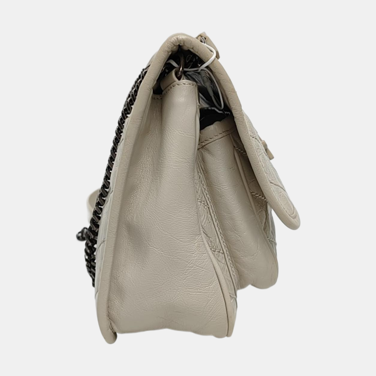 YSL NIKI Small White Calfskin Quilted V-Shape Single Shoulder Bag and Crossbody with White Ruthenium Hardware-(SKU)-970582755