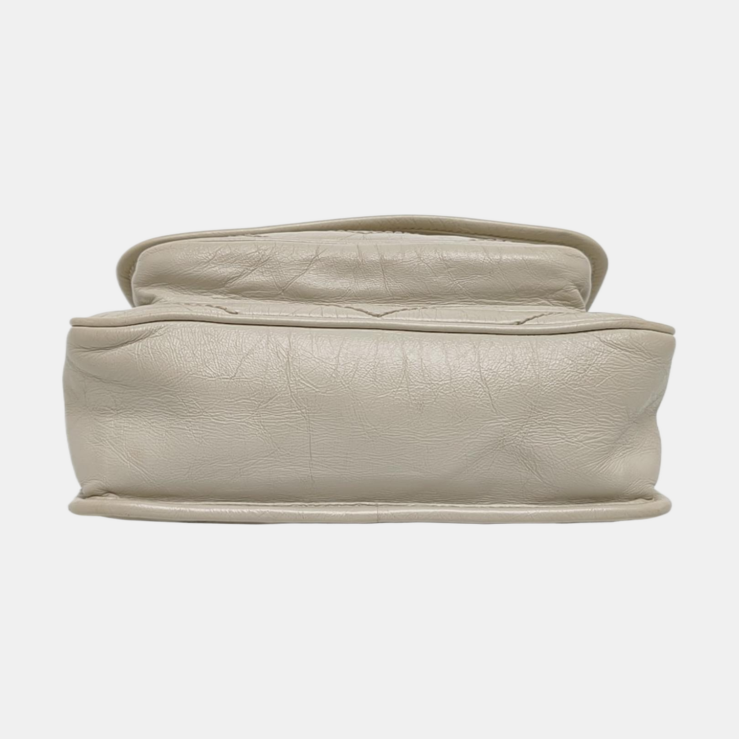 YSL NIKI Small White Calfskin Quilted V-Shape Single Shoulder Bag and Crossbody with White Ruthenium Hardware-(SKU)-970582755