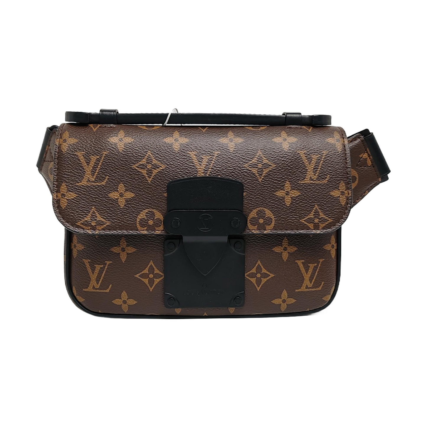 LOUIS VUITTON S LOCK Brown Coated Canvas Monogram Waist Bag with Black Hardware-(SKU)-970661468
