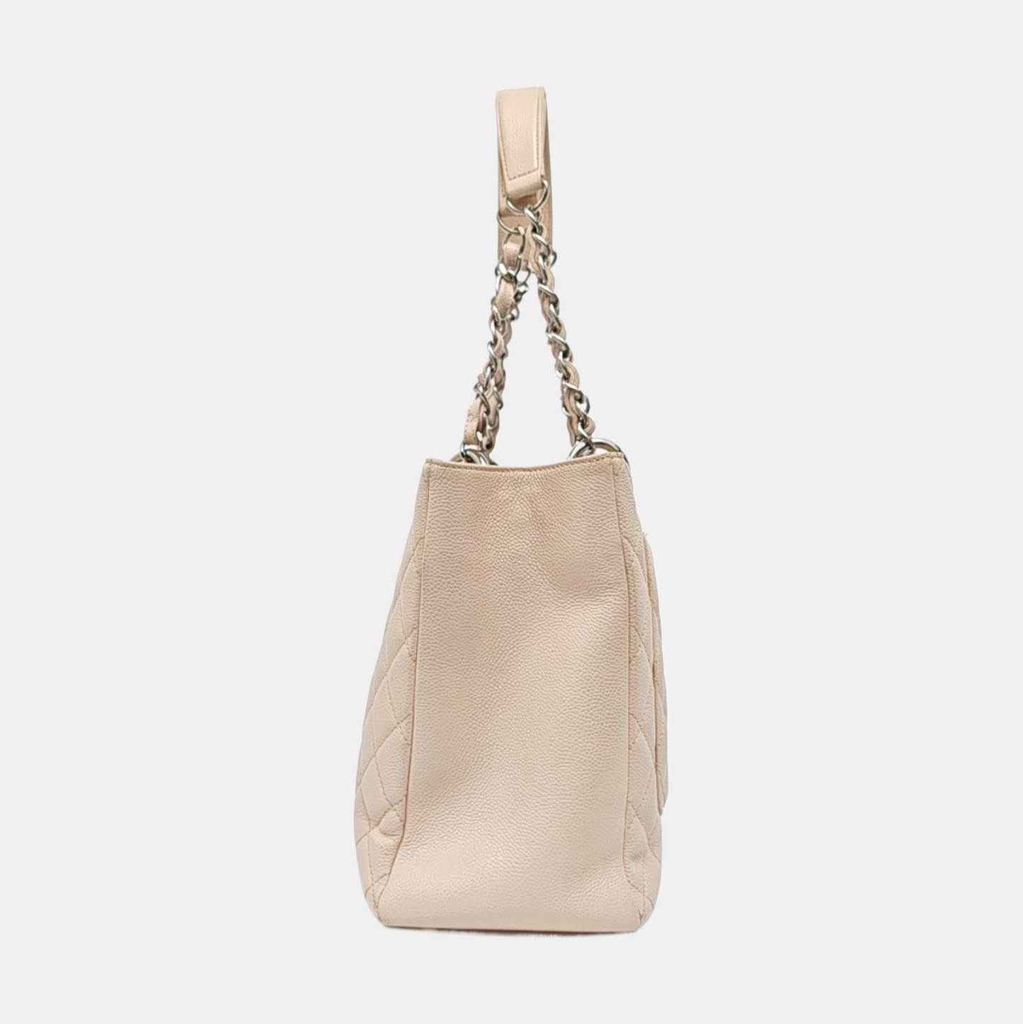 CHANEL CHANEL GST Large Pink Calfskin Quilted Lambskin Leather Chain Shoulder Bag Handbag Silver Hardware 17 Clasp-(SKU)-968770911