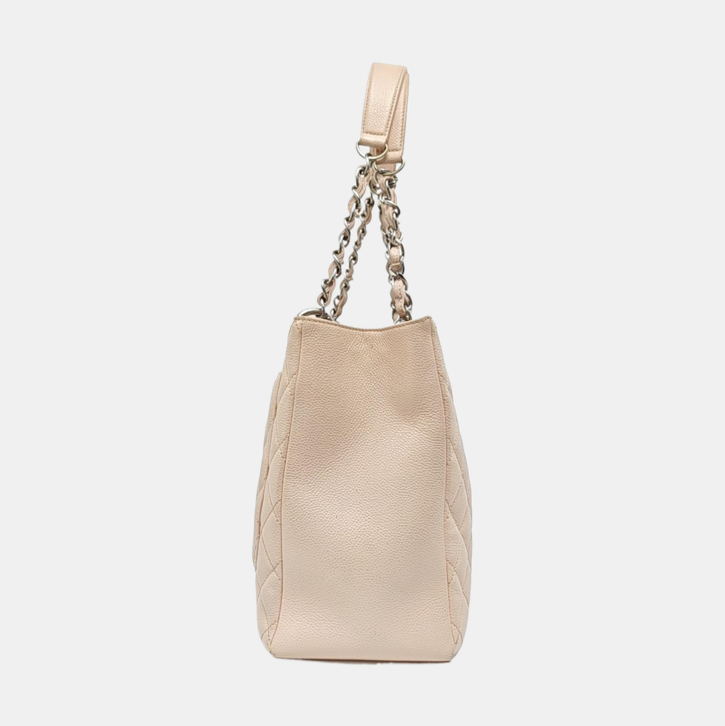 CHANEL CHANEL GST Large Pink Calfskin Quilted Lambskin Leather Chain Shoulder Bag Handbag Silver Hardware 17 Clasp-(SKU)-968770911