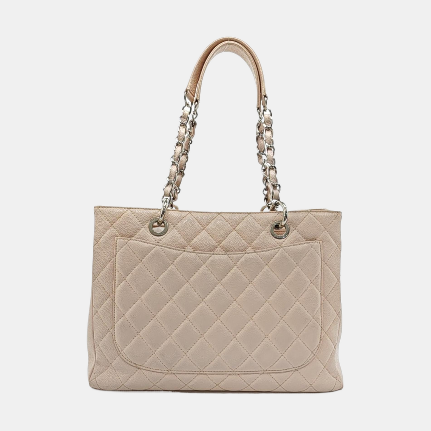 CHANEL CHANEL GST Large Pink Calfskin Quilted Lambskin Leather Chain Shoulder Bag Handbag Silver Hardware 17 Clasp-(SKU)-968770911