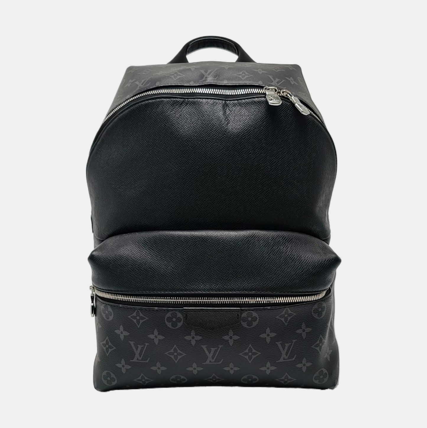 LOUIS VUITTON DISCOVERY Small Black Leather Monogram Double Shoulder Bag Tote Bag Silver Hardware-(SKU)-968889850