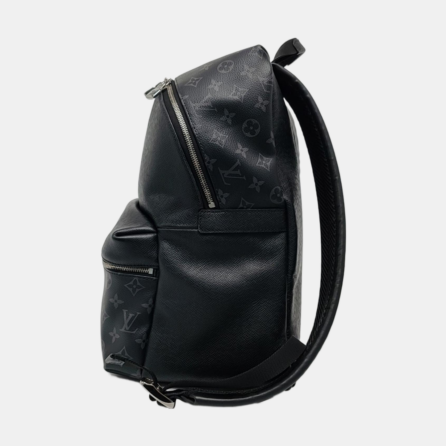 LOUIS VUITTON DISCOVERY Small Black Leather Monogram Double Shoulder Bag Tote Bag Silver Hardware-(SKU)-968889850