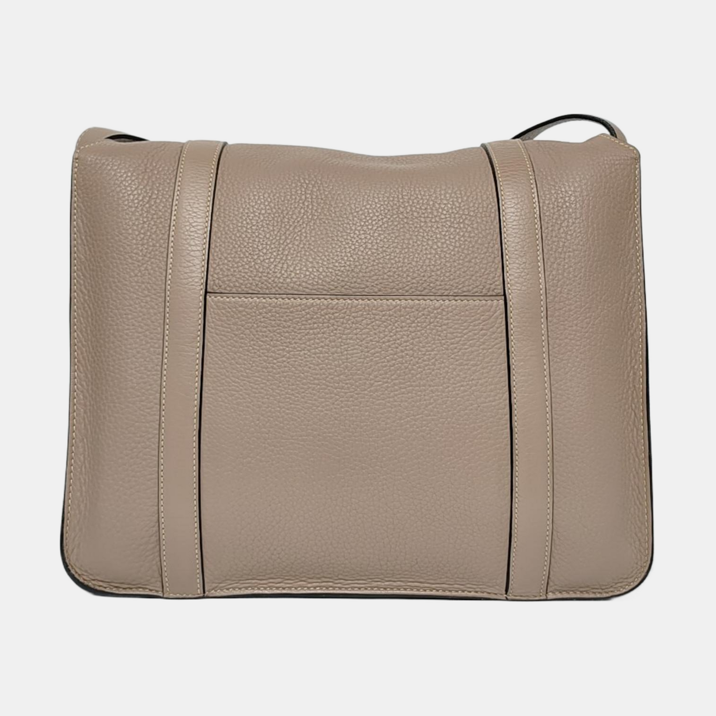 HERMÈS Steve Dove Gray Clemence Calfskin Single Shoulder Bag Crossbody Bag Silver Hardware 🄻-(SKU)-970550032