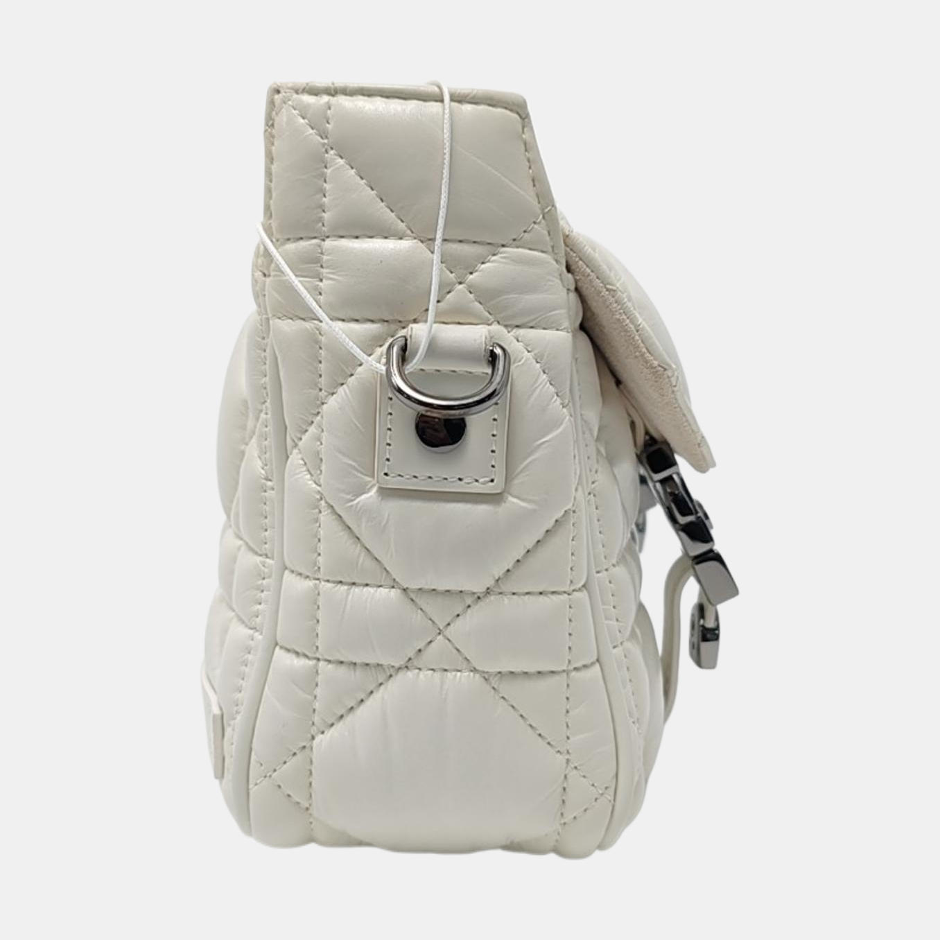 DIOR Diortravel Nomad White Lamb Calfskin Quilted Cannage Single Shoulder Bag Crossbody Bag Handbag Black Hardware Removable Shoulder Strap-(SKU)-970843893