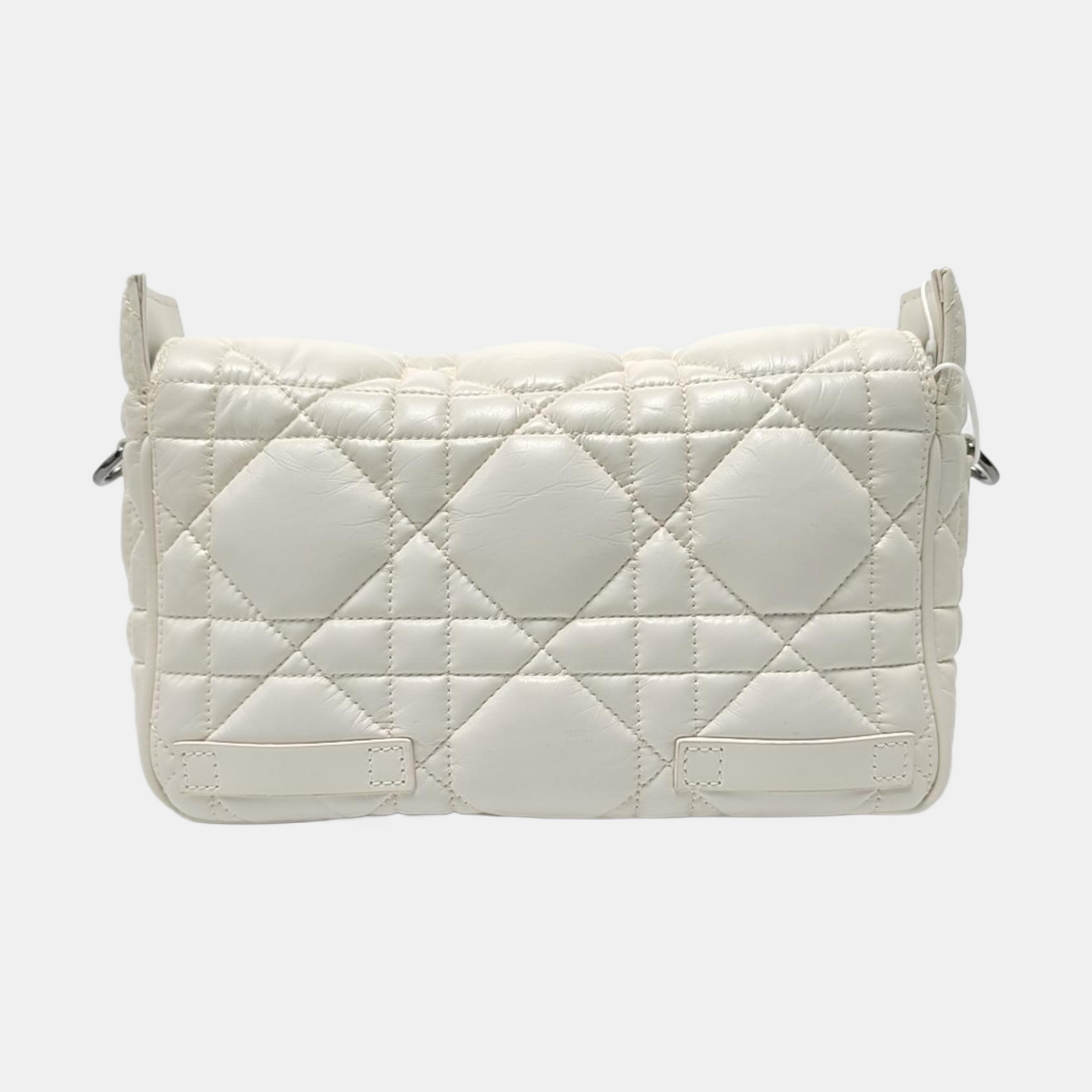 DIOR Diortravel Nomad White Lamb Calfskin Quilted Cannage Single Shoulder Bag Crossbody Bag Handbag Black Hardware Removable Shoulder Strap-(SKU)-970843893