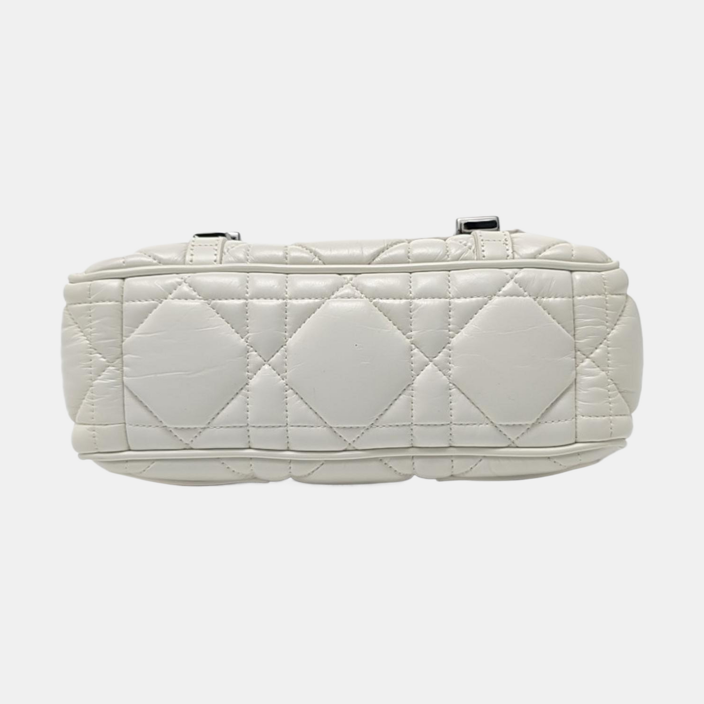 DIOR Diortravel Nomad White Lamb Calfskin Quilted Cannage Single Shoulder Bag Crossbody Bag Handbag Black Hardware Removable Shoulder Strap-(SKU)-970843893