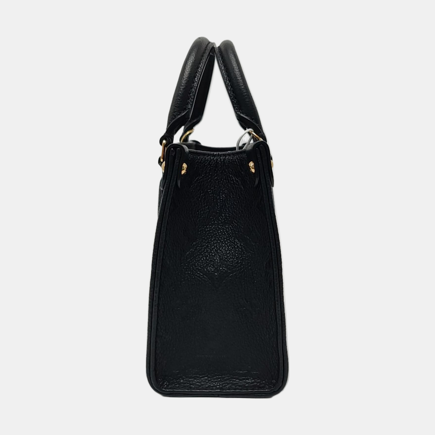 LOUIS VUITTON ONTHEGO BB Black Leather Monogram Crinkle Jungle Bag Shoulder Bag Tote Crossbody Bag with Gold Hardware and Removable Strap-(SKU)-970414576
