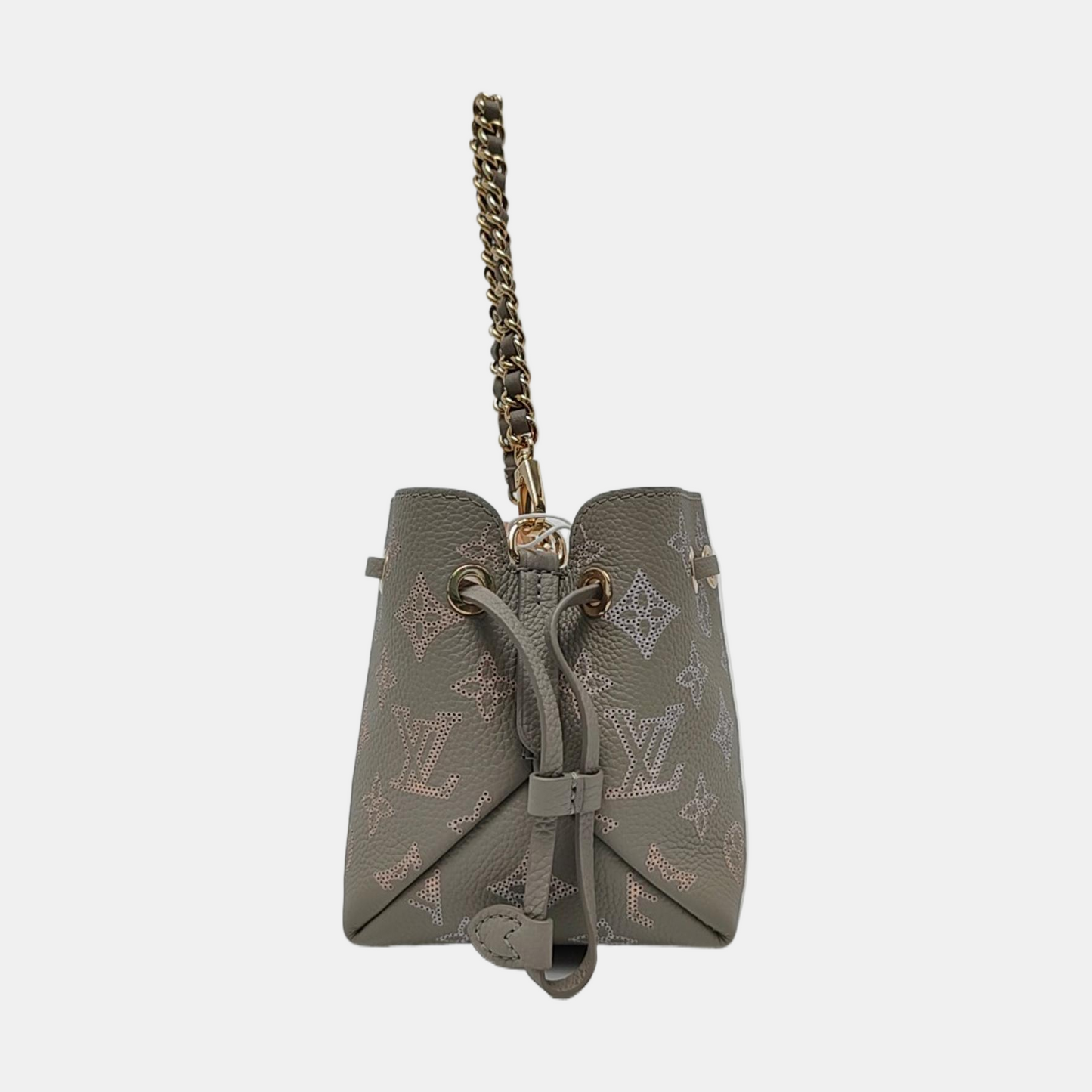 LOUIS VUITTON BELLA Gray Leather Monogram Cutout Shoulder Bag Tote Crossbody with 2 Removable Shoulder Straps Gold Hardware-(SKU)-970889113