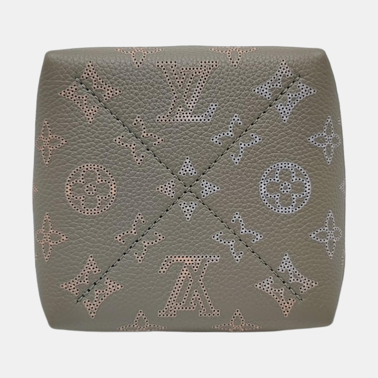 LOUIS VUITTON BELLA Gray Leather Monogram Cutout Shoulder Bag Tote Crossbody with 2 Removable Shoulder Straps Gold Hardware-(SKU)-970889113