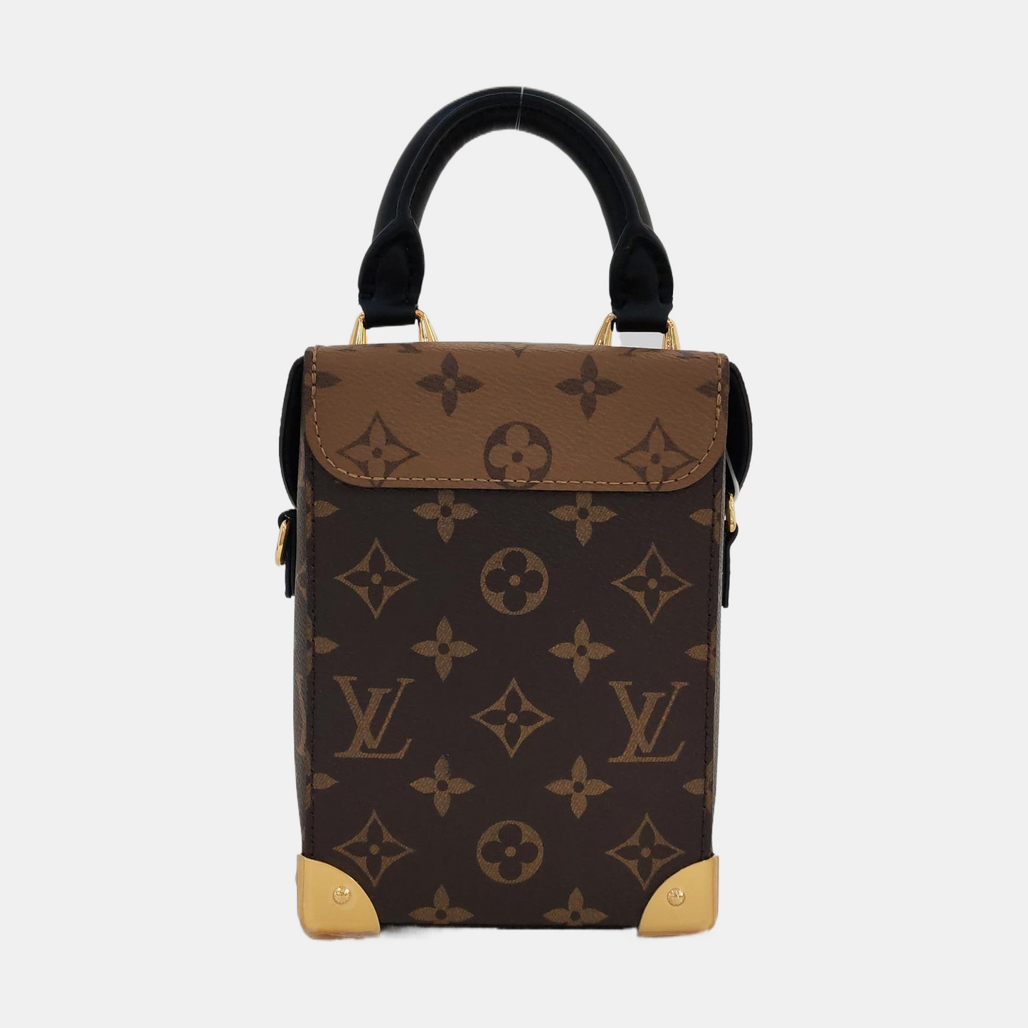 LOUIS VUITTON CAMERA BOX Brown Coated Canvas Monogram Single Shoulder Bag Tote Bag with Gold Hardware Removable Strap-(SKU)-970765376