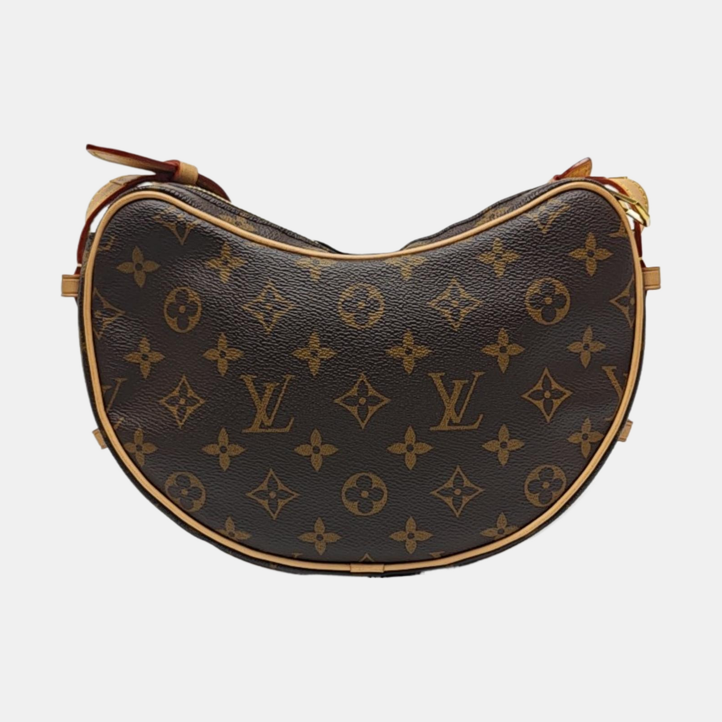 LOUIS VUITTON CROISSANT Brown Coated Canvas Monogram Shoulder Bag Tote Crossbody Bag with Detachable Strap-(SKU)-970879308