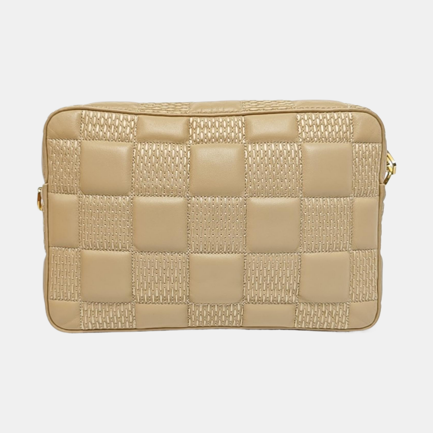 LOUIS VUITTON TROCA Medium size khaki leather stud camera bag crossbody bag shoulder bag handbag golden hardware 2 detachable shoulder straps-(SKU)-971017692