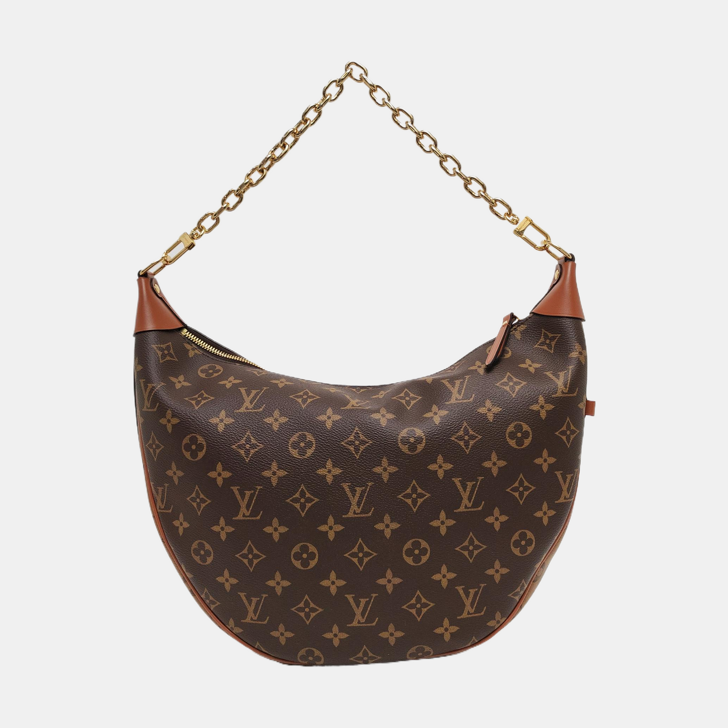 LOUIS VUITTON LOOP HOBO Brown Coated Canvas Monogram Shoulder Bag Tote Bag Crossbody Bag Golden Hardware Sub-bag 2 Removable Shoulder Straps Accessories Included-(SKU)-971024648