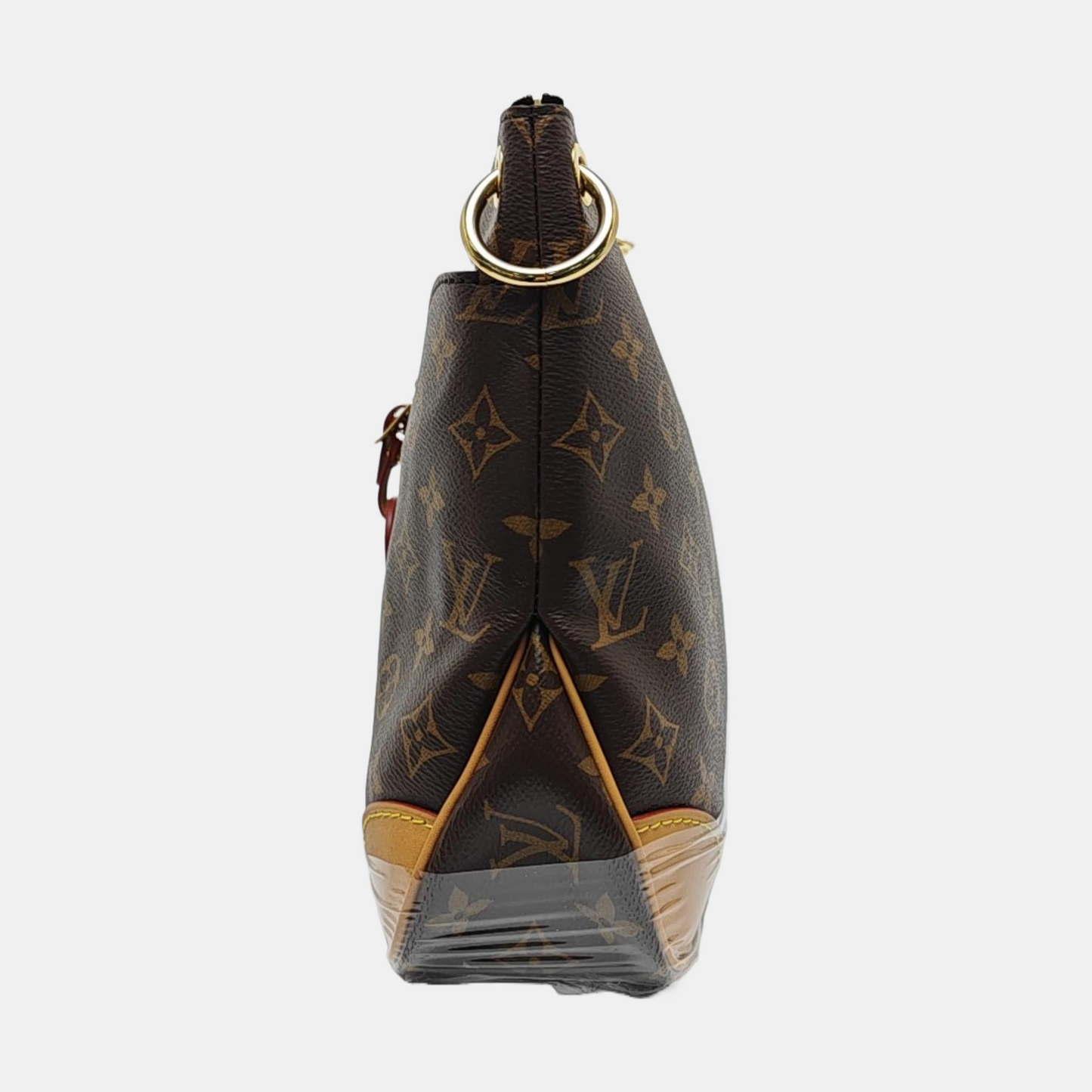 LOUIS VUITTON ODEON Small Size Brown Coated Canvas Monogram Shoulder Bag Crossbody Bag Gold Hardware Removable Strap-(SKU)-971023690