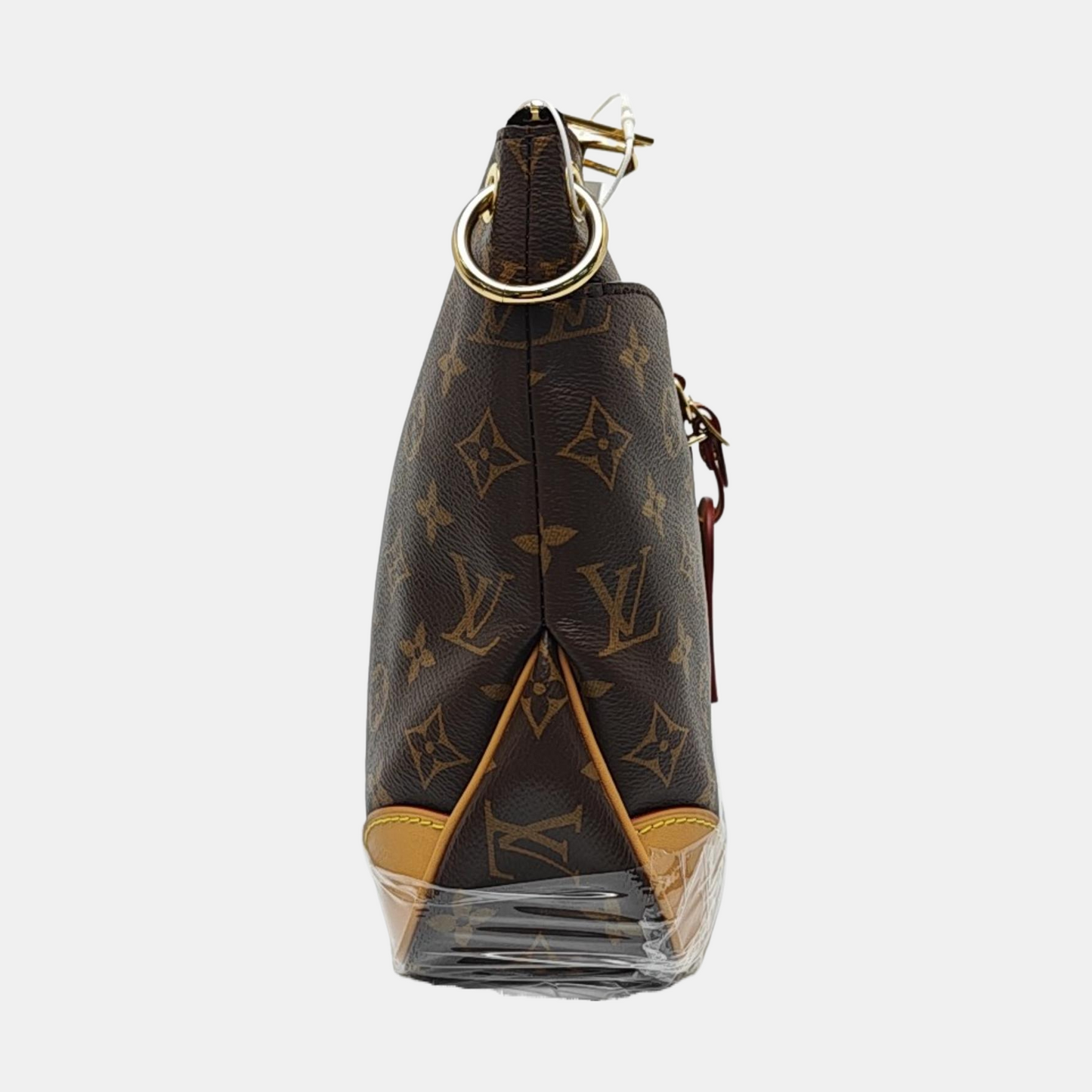 LOUIS VUITTON ODEON Small Size Brown Coated Canvas Monogram Shoulder Bag Crossbody Bag Gold Hardware Removable Strap-(SKU)-971023690