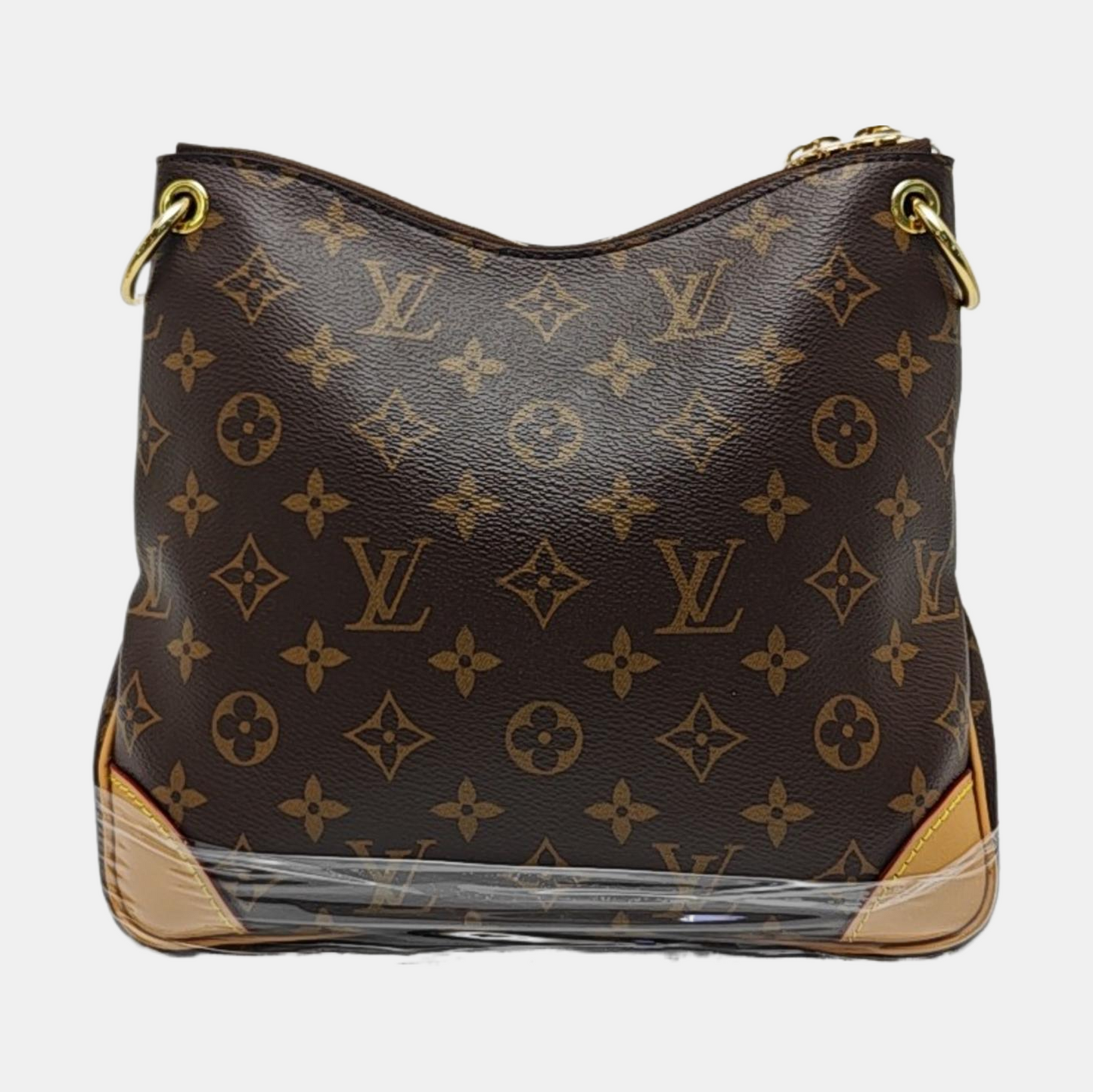 LOUIS VUITTON ODEON Small Size Brown Coated Canvas Monogram Shoulder Bag Crossbody Bag Gold Hardware Removable Strap-(SKU)-971023690