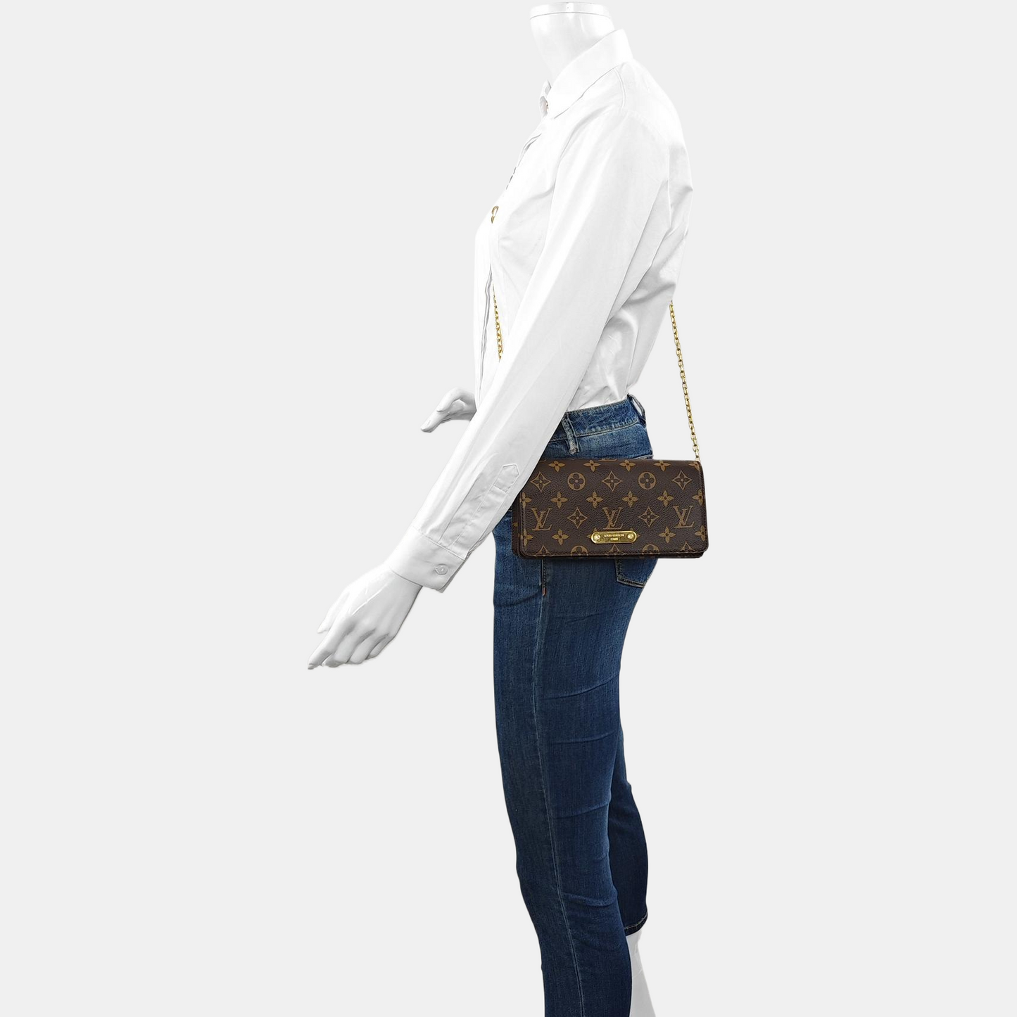LOUIS VUITTON LILY Brown Coated Canvas Monogram Crossbody Bag Shoulder Bag Handbag Gold Hardware Removable Strap Complete Accessories-(SKU)-970716535