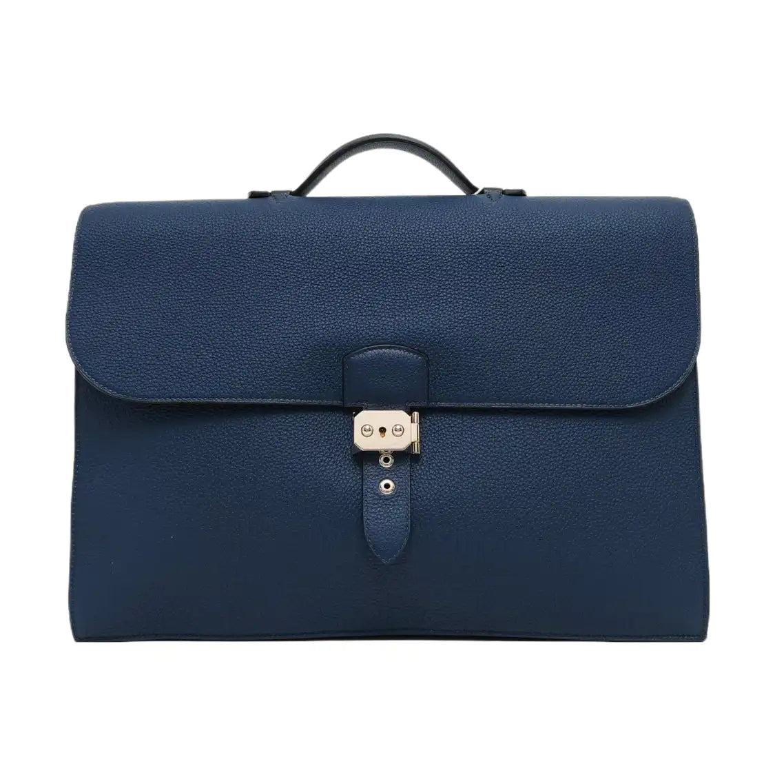 HERMÈS Sac A Depeches 41 Sea Blue Togo Leather Handbag with Silver Hardware T-(SKU)-970622686