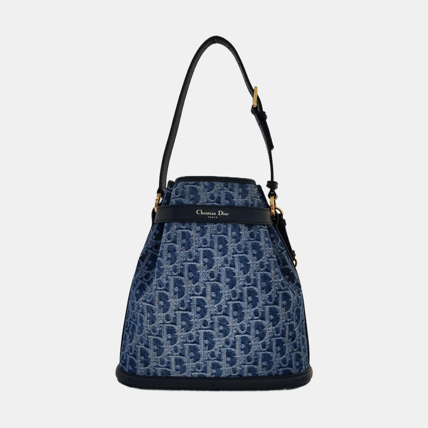 DIOR C'Est Dior Medium Blue Denim Monogram Crossbody Shoulder Bag with Detachable Strap and Golden Hardware, 2 Straps-(SKU)-971136848