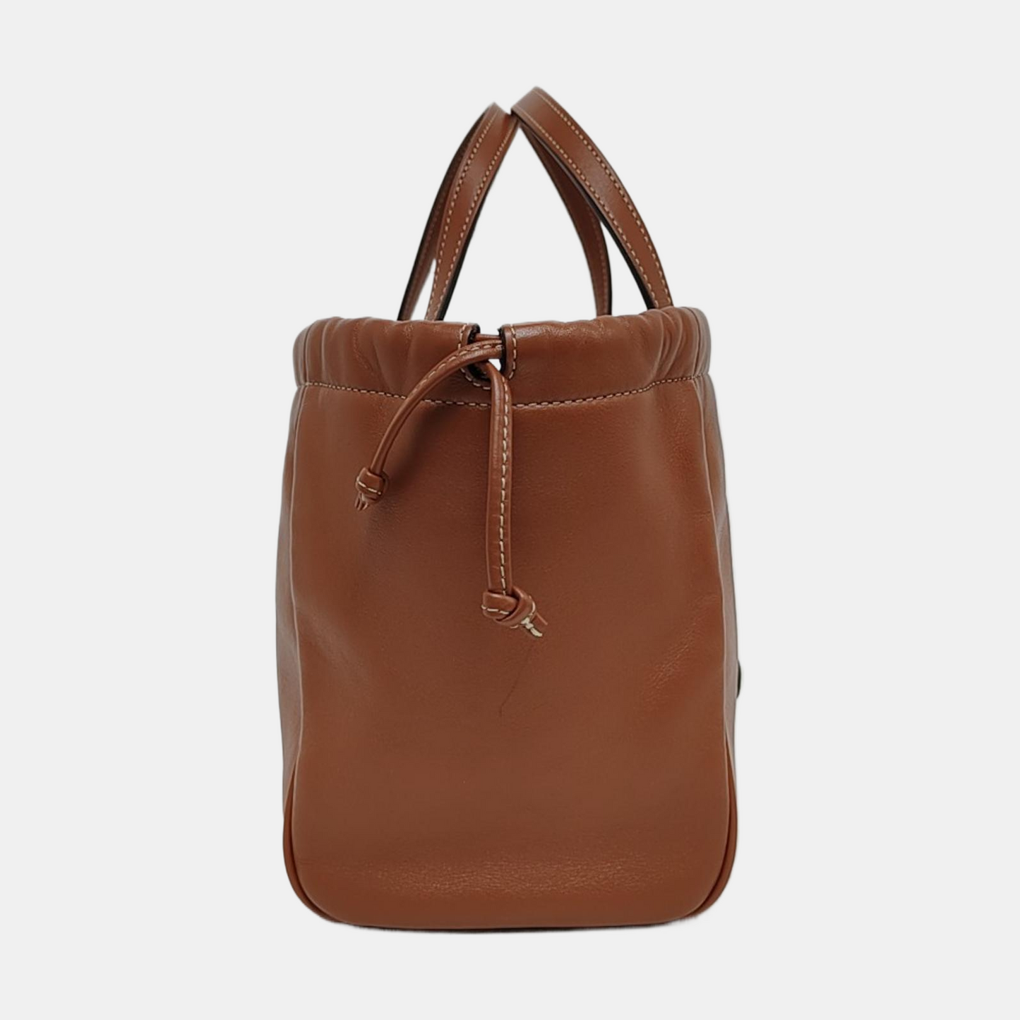 CELINE CABAS TRIOMPHE Brown Leather Quilted Shoulder Bag Tote Bag Crossbody Bag Gold Hardware Removable Strap-(SKU)-971128053