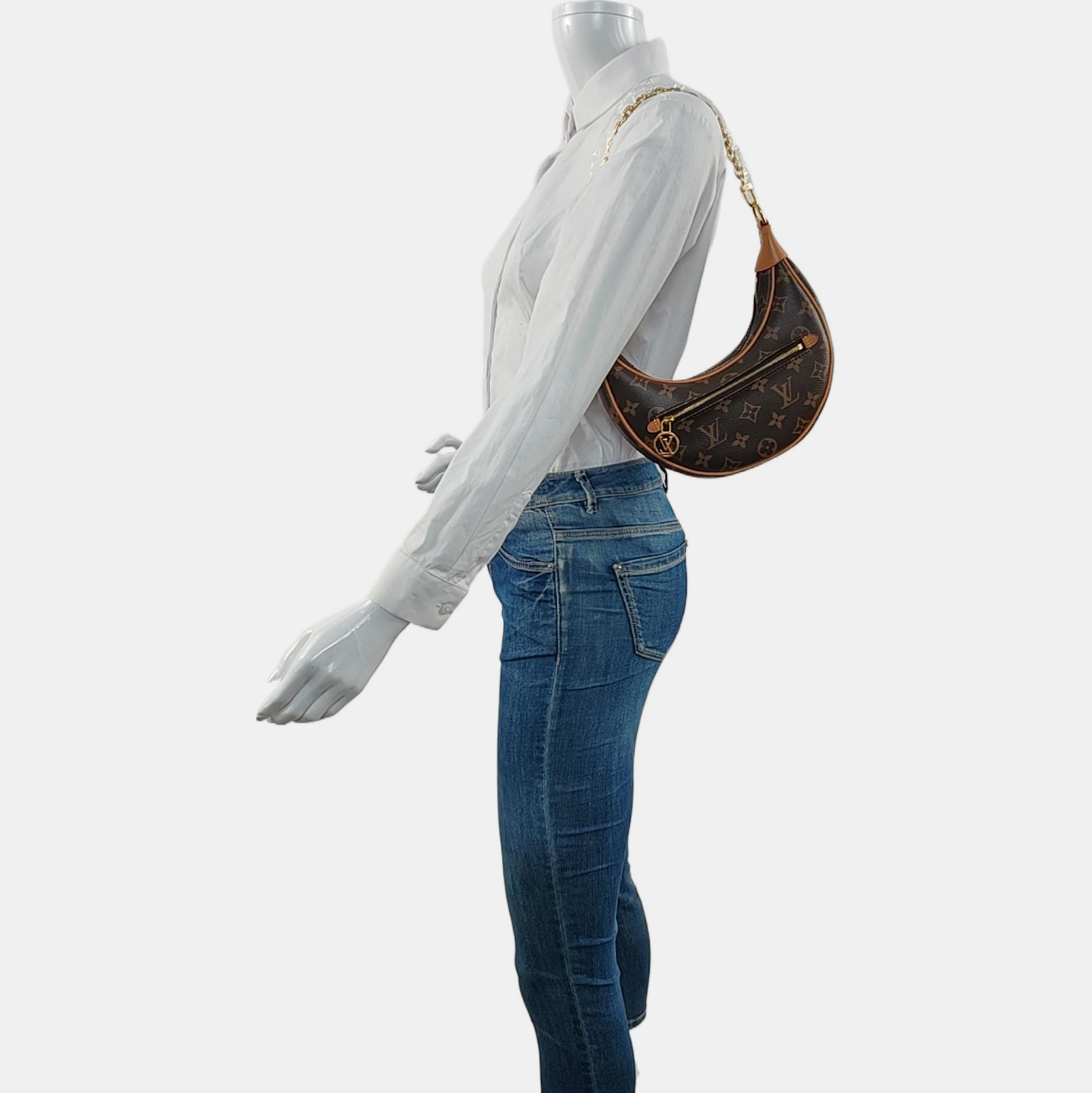 LOUIS VUITTON LOOP Brown Coated Canvas Monogram Pea Pod Bag with Shoulder Strap, Gold Hardware, 2 Removable Shoulder Straps-(SKU)-960936735