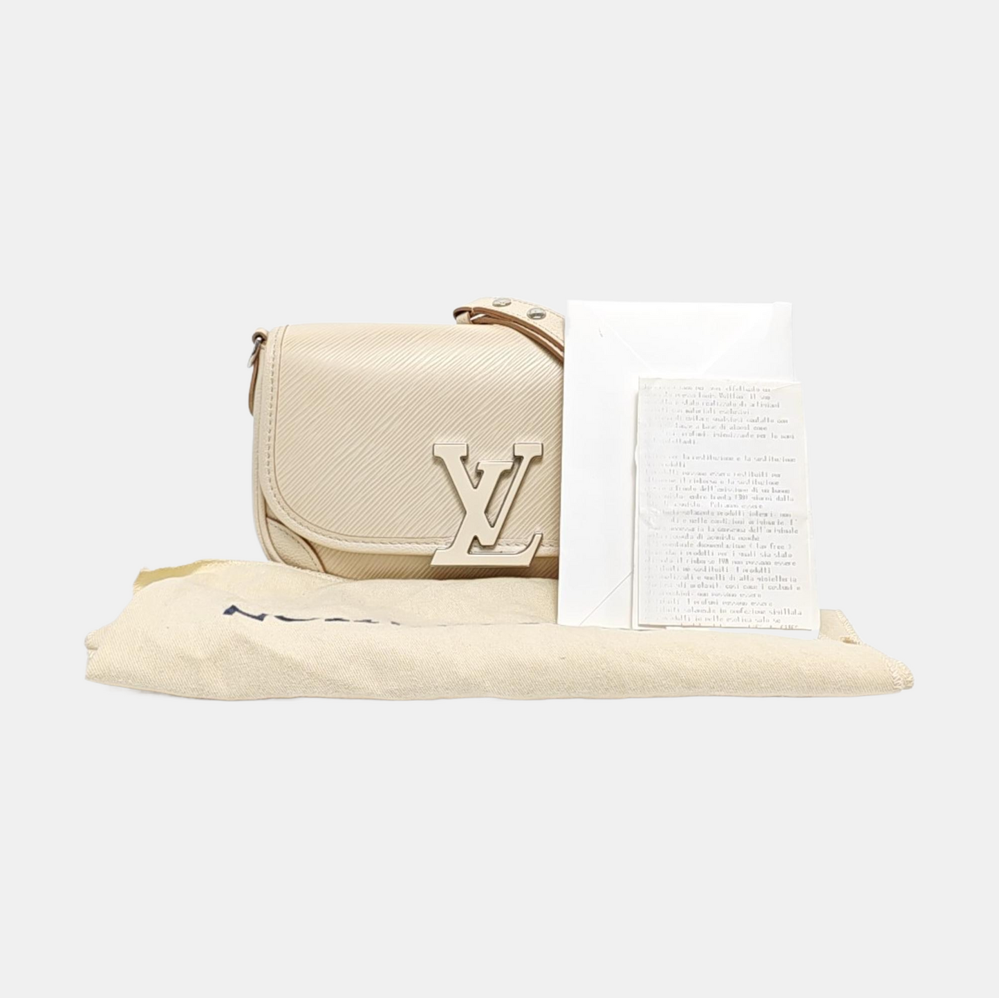 LOUIS VUITTON BUCI White EPI Leather Water Ripple Shoulder Bag, Tote Bag with Detachable Strap, Silver Hardware-(SKU)-971019920