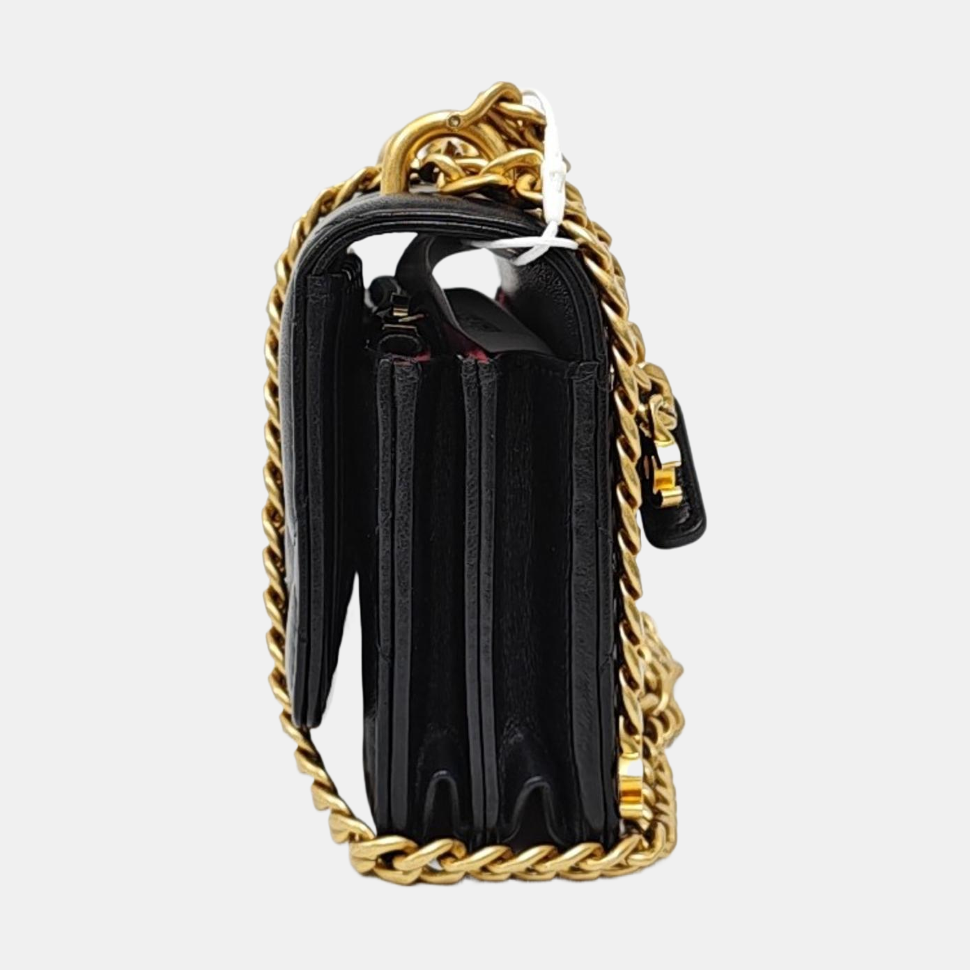 CHANEL WOC Black Lamb Skin Quilted Intrecciato Crossbody Bag, Shoulder Bag, Golden Hardware, 31 Clasp-(SKU)-970987317
