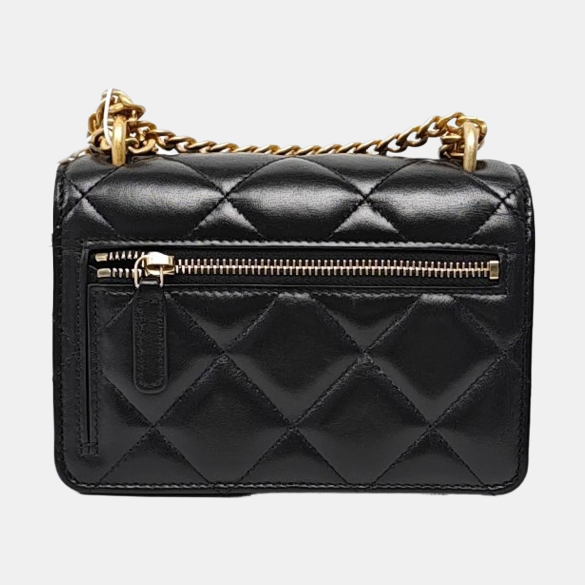 CHANEL WOC Black Lamb Skin Quilted Intrecciato Crossbody Bag, Shoulder Bag, Golden Hardware, 31 Clasp-(SKU)-970987317