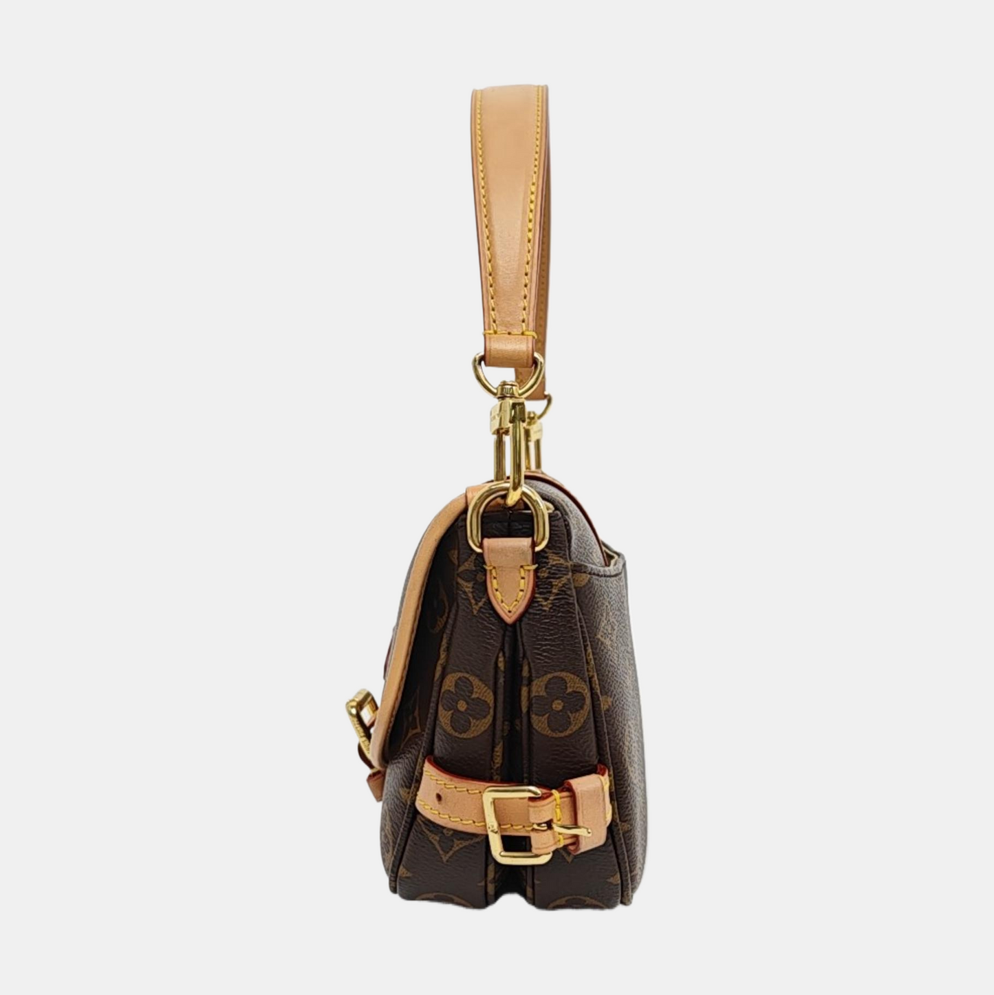 LOUIS VUITTON SAUMUR BB Brown Coated Canvas Monogram Crossbody Shoulder Bag Tote Bag Convertible Strap with 2 Removable Straps-(SKU)-971159593