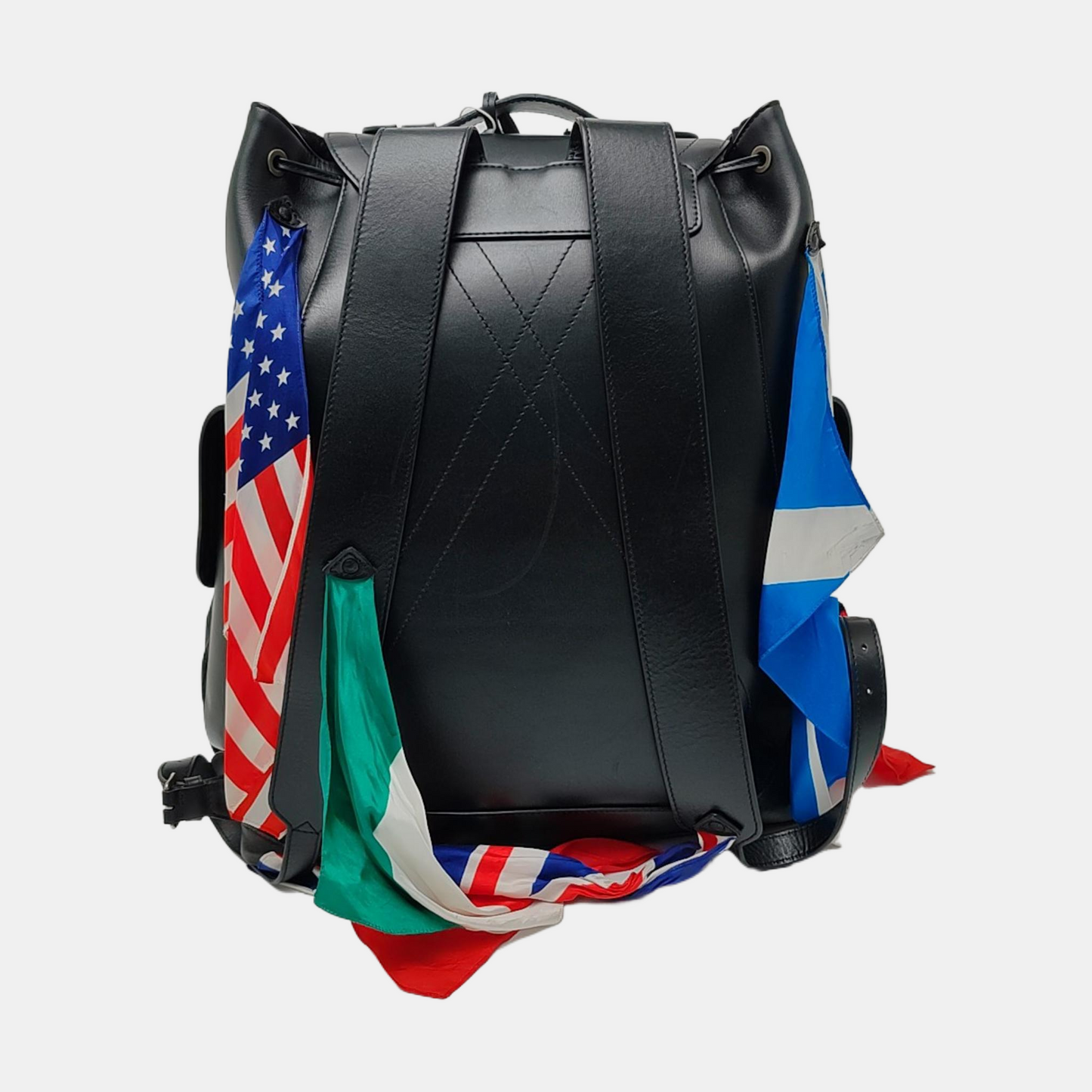 LOUIS VUITTON CHRISTOPHER Large Black Leather Backpack Tote Bag Black Hardware-(SKU)-971075837