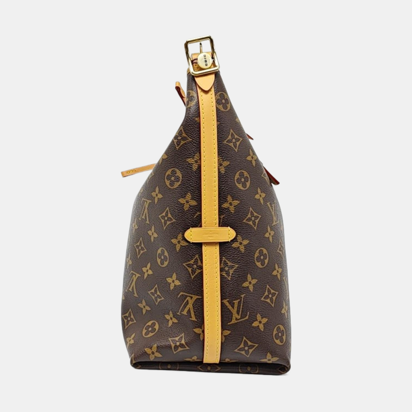 LOUIS VUITTON CARRYALL Medium Brown Coated Canvas Monogram Shoulder Bag Tote Bag Golden Hardware Removable Shoulder Strap-(SKU)-971157977