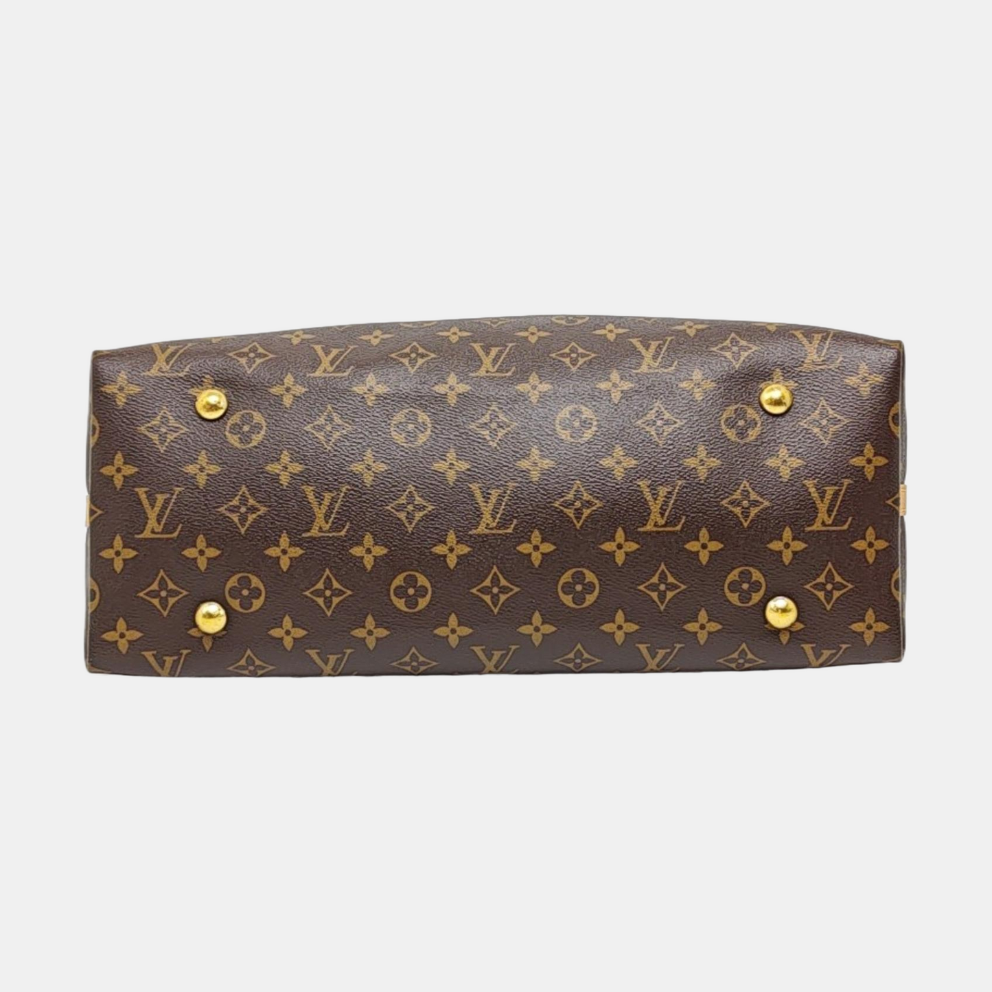 LOUIS VUITTON CARRYALL Medium Brown Coated Canvas Monogram Shoulder Bag Tote Bag Golden Hardware Removable Shoulder Strap-(SKU)-971157977